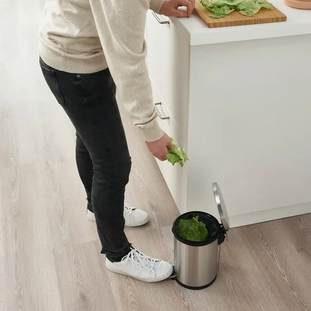 IKEA SNÖRPA Pedal Bin Stainless Steel 1-Gallon Bathroom Trash Can–NEW